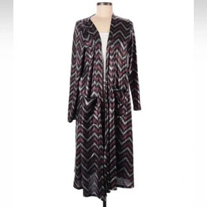 LuLaRoe Elegant Collection Chevron Shimmering Sarah Duster Cardigan Size M Med